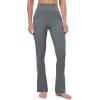 imageMAGCOMSEN Womens High Waisted Flare Leggings Tummy Control Yoga Pants with Pockets Mini Flared Bootcut Workout CasualDark Grey
