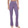 imageMAGCOMSEN Womens High Waisted Flare Leggings Tummy Control Yoga Pants with Pockets Mini Flared Bootcut Workout CasualDark Purple