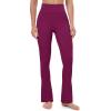 imageMAGCOMSEN Womens High Waisted Flare Leggings Tummy Control Yoga Pants with Pockets Mini Flared Bootcut Workout CasualDark Rose