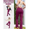 imageMAGCOMSEN Womens High Waisted Flare Leggings Tummy Control Yoga Pants with Pockets Mini Flared Bootcut Workout CasualDark Rose
