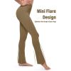 imageMAGCOMSEN Womens High Waisted Flare Leggings Tummy Control Yoga Pants with Pockets Mini Flared Bootcut Workout CasualLight Coffee