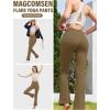 imageMAGCOMSEN Womens High Waisted Flare Leggings Tummy Control Yoga Pants with Pockets Mini Flared Bootcut Workout CasualLight Coffee