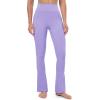 imageMAGCOMSEN Womens High Waisted Flare Leggings Tummy Control Yoga Pants with Pockets Mini Flared Bootcut Workout CasualLight Purple