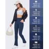 imageMAGCOMSEN Womens High Waisted Flare Leggings Tummy Control Yoga Pants with Pockets Mini Flared Bootcut Workout CasualNavy Blue