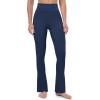 imageMAGCOMSEN Womens High Waisted Flare Leggings Tummy Control Yoga Pants with Pockets Mini Flared Bootcut Workout CasualNavy Blue