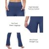 imageMAGCOMSEN Womens High Waisted Flare Leggings Tummy Control Yoga Pants with Pockets Mini Flared Bootcut Workout CasualSky Blue