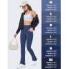 imageMAGCOMSEN Womens High Waisted Flare Leggings Tummy Control Yoga Pants with Pockets Mini Flared Bootcut Workout CasualSky Blue