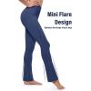 imageMAGCOMSEN Womens High Waisted Flare Leggings Tummy Control Yoga Pants with Pockets Mini Flared Bootcut Workout CasualSky Blue