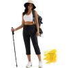 imageMAGCOMSEN Womens Hiking Capris Pants UPF 50 Lightweight Quick Dry Workout Travel Summer Casual Pants Zipper PocketsBlack