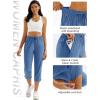 imageMAGCOMSEN Womens Hiking Capris Pants UPF 50 Lightweight Quick Dry Workout Travel Summer Casual Pants Zipper PocketsBlue Grey