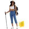 imageMAGCOMSEN Womens Hiking Capris Pants UPF 50 Lightweight Quick Dry Workout Travel Summer Casual Pants Zipper PocketsBlue Grey