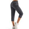 imageMAGCOMSEN Womens Hiking Capris Pants UPF 50 Lightweight Quick Dry Workout Travel Summer Casual Pants Zipper PocketsDark Gray
