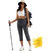 imageMAGCOMSEN Womens Hiking Capris Pants UPF 50 Lightweight Quick Dry Workout Travel Summer Casual Pants Zipper PocketsDark Gray