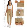 imageMAGCOMSEN Womens Hiking Capris Pants UPF 50 Lightweight Quick Dry Workout Travel Summer Casual Pants Zipper PocketsKhaki