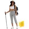 imageMAGCOMSEN Womens Hiking Capris Pants UPF 50 Lightweight Quick Dry Workout Travel Summer Casual Pants Zipper PocketsLight Gray