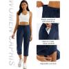 imageMAGCOMSEN Womens Hiking Capris Pants UPF 50 Lightweight Quick Dry Workout Travel Summer Casual Pants Zipper PocketsNavy Blue