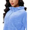 imageMAGCOMSEN Womens Hoodies HalfZip Cropped Velour Sweatshirts Long Sleeve Fleece Pullover with Pocket Casual OutfitsLight Blue