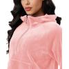 imageMAGCOMSEN Womens Hoodies HalfZip Cropped Velour Sweatshirts Long Sleeve Fleece Pullover with Pocket Casual OutfitsPink