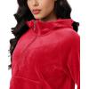 imageMAGCOMSEN Womens Hoodies HalfZip Cropped Velour Sweatshirts Long Sleeve Fleece Pullover with Pocket Casual OutfitsTomato Red
