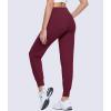 imageMAGCOMSEN Womens Joggers High Waisted Yoga Pants with Pockets Loose Leggings for Workout Athletic Lounge RunningWine Red
