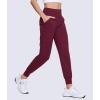 imageMAGCOMSEN Womens Joggers High Waisted Yoga Pants with Pockets Loose Leggings for Workout Athletic Lounge RunningWine Red