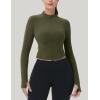imageMAGCOMSEN Womens Lightweight Athletic Jacket Cropped Zip Up Workout Jackets Long Sleeve Yoga Tops Slim Fit Running GymArmy Green