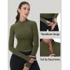 imageMAGCOMSEN Womens Lightweight Athletic Jacket Cropped Zip Up Workout Jackets Long Sleeve Yoga Tops Slim Fit Running GymArmy Green