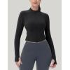 imageMAGCOMSEN Womens Lightweight Athletic Jacket Cropped Zip Up Workout Jackets Long Sleeve Yoga Tops Slim Fit Running GymBlack