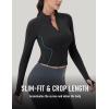 imageMAGCOMSEN Womens Lightweight Athletic Jacket Cropped Zip Up Workout Jackets Long Sleeve Yoga Tops Slim Fit Running GymBlack