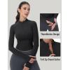 imageMAGCOMSEN Womens Lightweight Athletic Jacket Cropped Zip Up Workout Jackets Long Sleeve Yoga Tops Slim Fit Running GymBlack