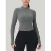 imageMAGCOMSEN Womens Lightweight Athletic Jacket Cropped Zip Up Workout Jackets Long Sleeve Yoga Tops Slim Fit Running GymGrey