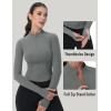 imageMAGCOMSEN Womens Lightweight Athletic Jacket Cropped Zip Up Workout Jackets Long Sleeve Yoga Tops Slim Fit Running GymGrey
