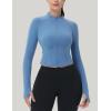 imageMAGCOMSEN Womens Lightweight Athletic Jacket Cropped Zip Up Workout Jackets Long Sleeve Yoga Tops Slim Fit Running GymHaze Blue