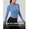 imageMAGCOMSEN Womens Lightweight Athletic Jacket Cropped Zip Up Workout Jackets Long Sleeve Yoga Tops Slim Fit Running GymHaze Blue