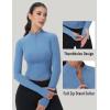 imageMAGCOMSEN Womens Lightweight Athletic Jacket Cropped Zip Up Workout Jackets Long Sleeve Yoga Tops Slim Fit Running GymHaze Blue