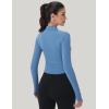 imageMAGCOMSEN Womens Lightweight Athletic Jacket Cropped Zip Up Workout Jackets Long Sleeve Yoga Tops Slim Fit Running GymHaze Blue