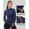 imageMAGCOMSEN Womens Lightweight Athletic Jacket Cropped Zip Up Workout Jackets Long Sleeve Yoga Tops Slim Fit Running GymNavy