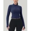 imageMAGCOMSEN Womens Lightweight Athletic Jacket Cropped Zip Up Workout Jackets Long Sleeve Yoga Tops Slim Fit Running GymNavy