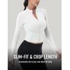 imageMAGCOMSEN Womens Lightweight Athletic Jacket Cropped Zip Up Workout Jackets Long Sleeve Yoga Tops Slim Fit Running GymWhite