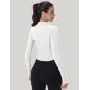 imageMAGCOMSEN Womens Lightweight Athletic Jacket Cropped Zip Up Workout Jackets Long Sleeve Yoga Tops Slim Fit Running GymWhite