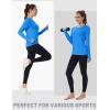 imageMAGCOMSEN Womens Long Sleeve Shirts UPF 80 Quick Dry Athletic Workout Tee Shirts with Thumb Holes Rash Guard Swim TopsAzure