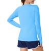 imageMAGCOMSEN Womens Long Sleeve Shirts UPF 80 Quick Dry Athletic Workout Tee Shirts with Thumb Holes Rash Guard Swim TopsBlue