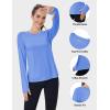 imageMAGCOMSEN Womens Long Sleeve Shirts UPF 80 Quick Dry Athletic Workout Tee Shirts with Thumb Holes Rash Guard Swim TopsLightblue
