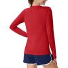 imageMAGCOMSEN Womens Long Sleeve Shirts UPF 80 Quick Dry Athletic Workout Tee Shirts with Thumb Holes Rash Guard Swim TopsRed
