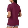 imageMAGCOMSEN Womens Polo Shirts Cotton Short Sleeve VNeck Collared Tops Golf Shirt Work Casual Summer TeeBurgundy
