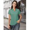 imageMAGCOMSEN Womens Polo Shirts Cotton Short Sleeve VNeck Collared Tops Golf Shirt Work Casual Summer TeeFerngreen