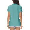 imageMAGCOMSEN Womens Polo Shirts Cotton Short Sleeve VNeck Collared Tops Golf Shirt Work Casual Summer TeeGrey Green
