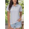imageMAGCOMSEN Womens Polo Shirts Cotton Short Sleeve VNeck Collared Tops Golf Shirt Work Casual Summer TeeLight Grey