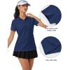 imageMAGCOMSEN Womens Polo Shirts Cotton Short Sleeve VNeck Collared Tops Golf Shirt Work Casual Summer TeeNavy
