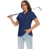 imageMAGCOMSEN Womens Polo Shirts Cotton Short Sleeve VNeck Collared Tops Golf Shirt Work Casual Summer TeeNavy